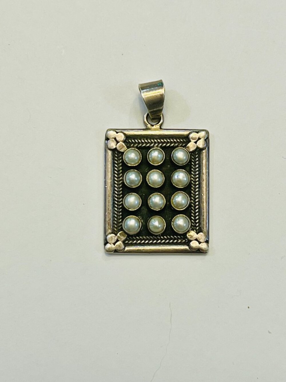 Sundance Sterling Silver 925 Rectangle Pendant with Pearls "RARE" - Picture 2 of 5